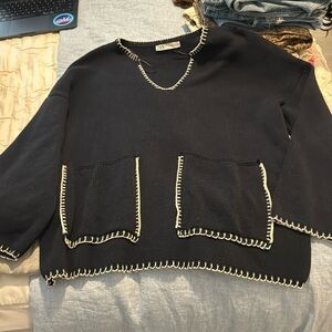 Zara Stitched Embroidered Sweater